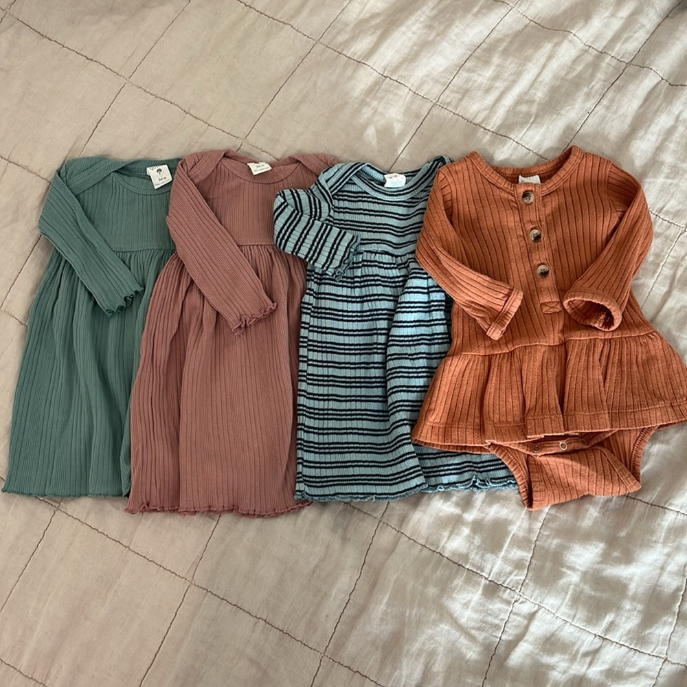 Kate Quinn Bundle • Organic Cotton Long-Sleeved Ribbed Dress + Romper